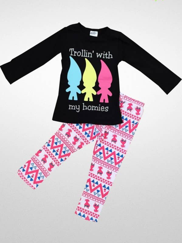 Girls 2pc Set_Trollin' with my homies for wholesale by JJ BEBE LAND