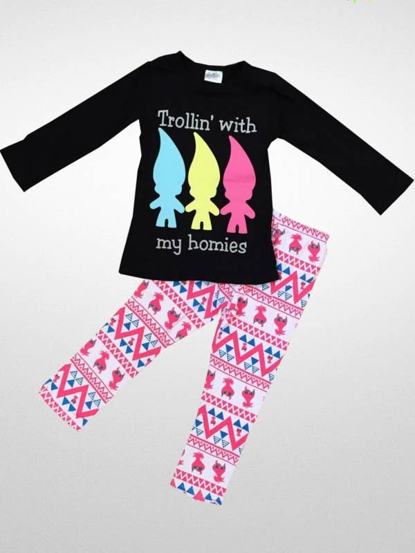 Girls 2pc Set_Trollin' with my homies for wholesale by JJ BEBE LAND