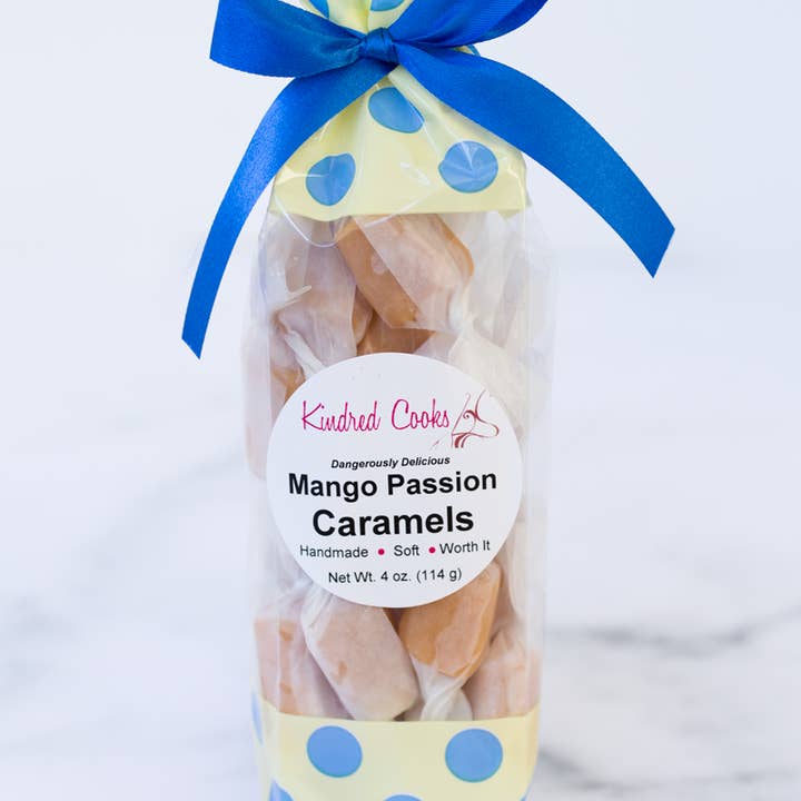 Kindred Caramels - Wholesale Caramel - Mango Passion Caramels, 4 oz Bag