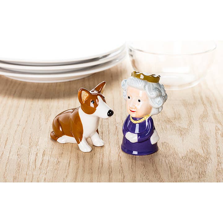 Abbott - Wholesale Salt & Pepper Shaker Set - Queen and Corgi Salt & Pepper-3.5"H4