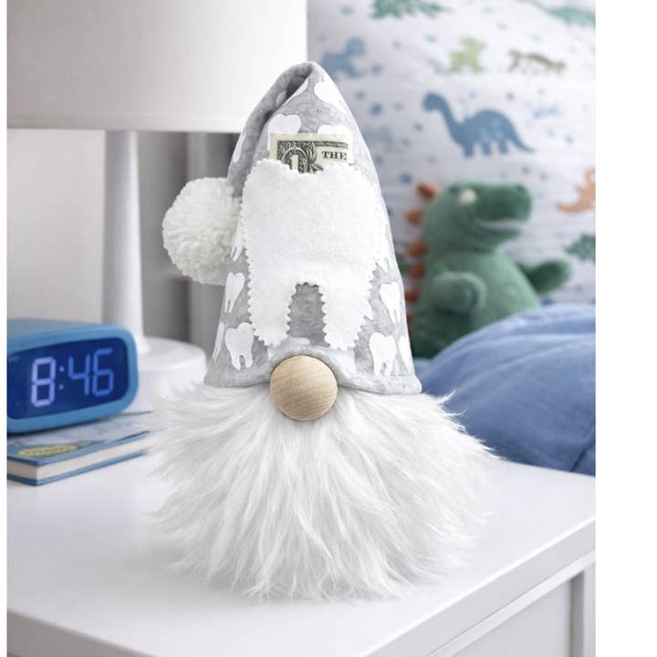 Tooth Fairy Gnome, Lost Tooth Holder with Pocket and QR Code for wholesale by Wooden Nose Gift Shop