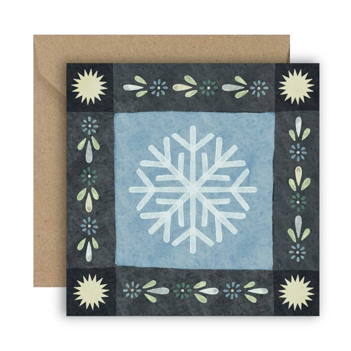 Snowflake Folk Christmas Card for wholesale by Lione & Sheikh
