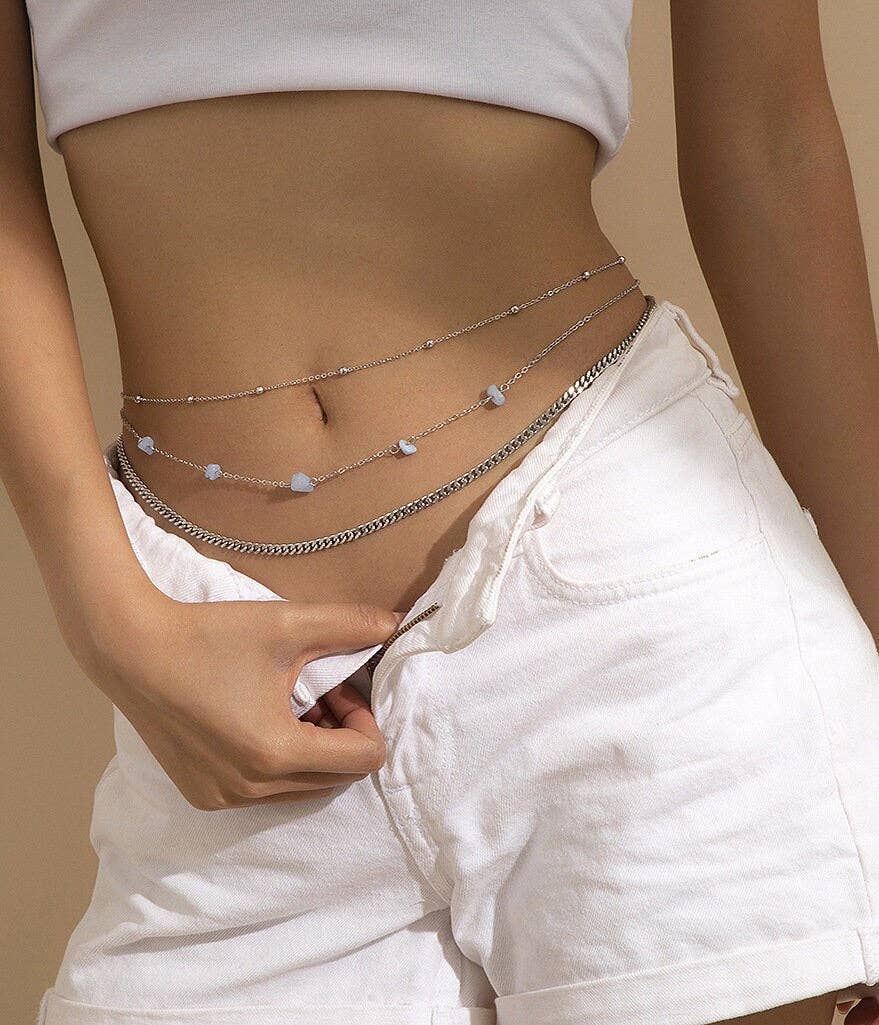 Perimade & Co. LLC - Wholesale Face/Body Chain - Gold Crystal Bead Waist Belly Chain in Solid Copper, Crystal6