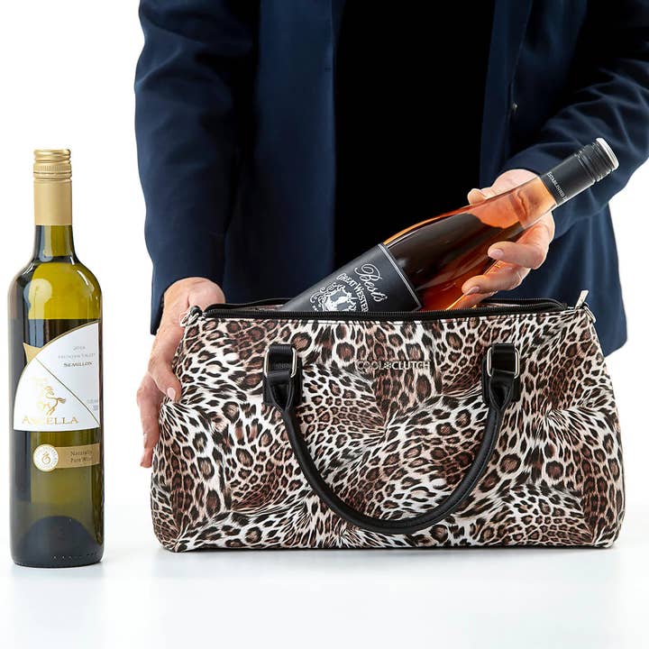Yvonne Cool Clutch (Brown Leopard) 2 Bottle Cooler bags for wholesale by Cool Clutch Worldwide