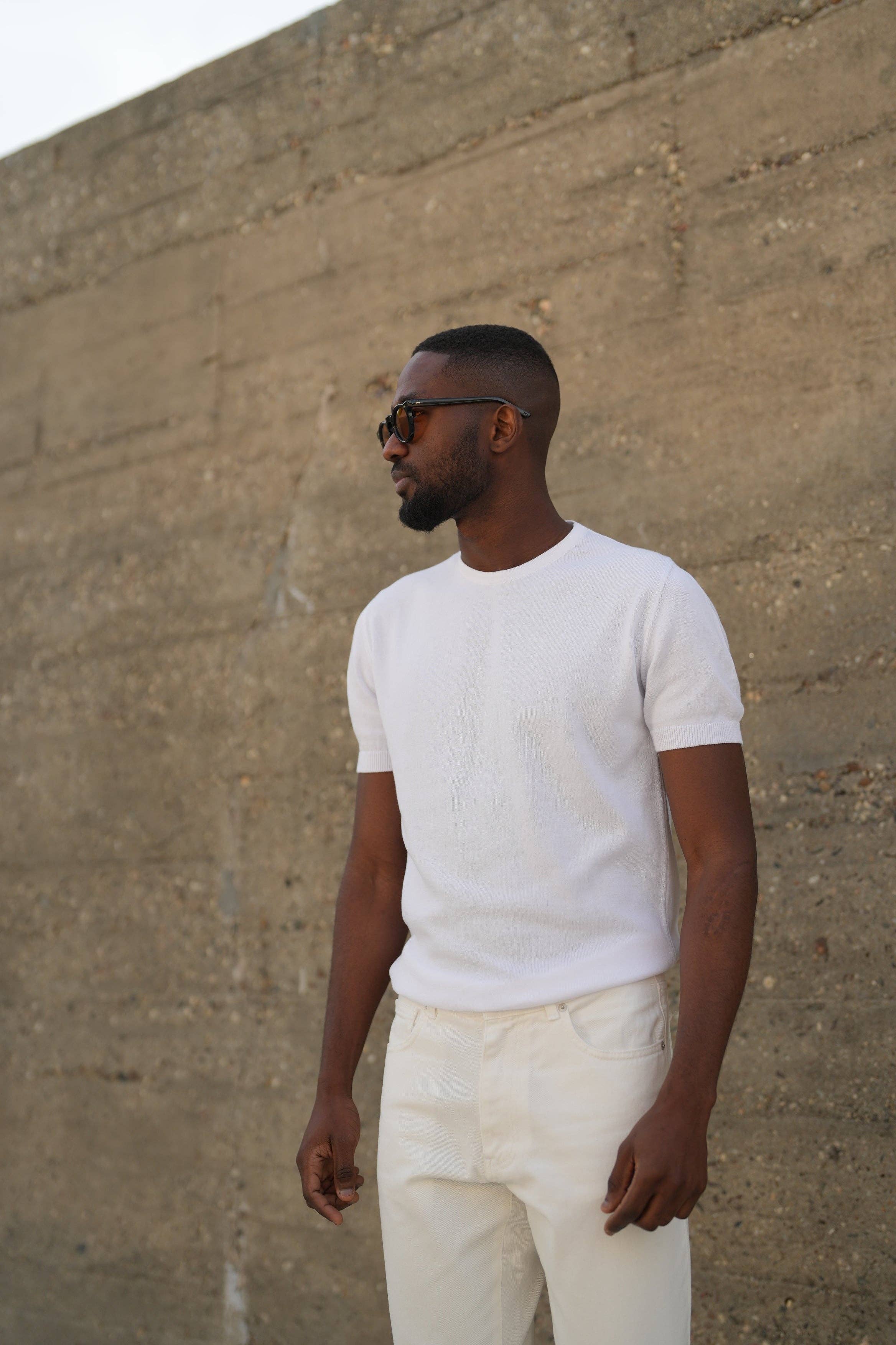 DONATO - Wholesale T-Shirt - Men's - Off-White Short Sleeve Crewneck