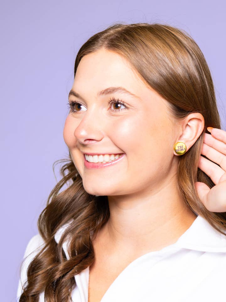 Sigma Sigma Sigma "Tri-Sigma" (Licensed Greek) | Earrings for wholesale by BOMB DESIGNS