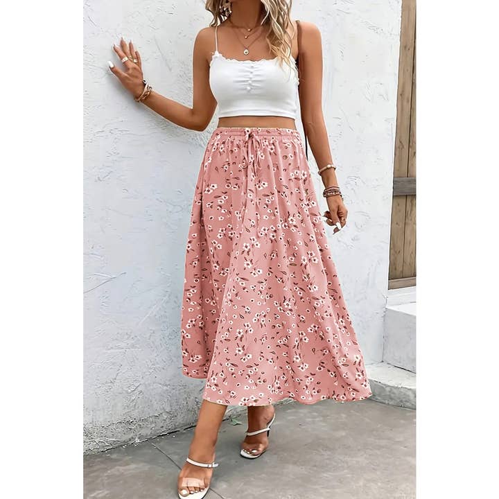 Supreme Fashion - Wholesale Skirt – Women’s - Plus Size Floral Breeze Drawstring Long Skirt6