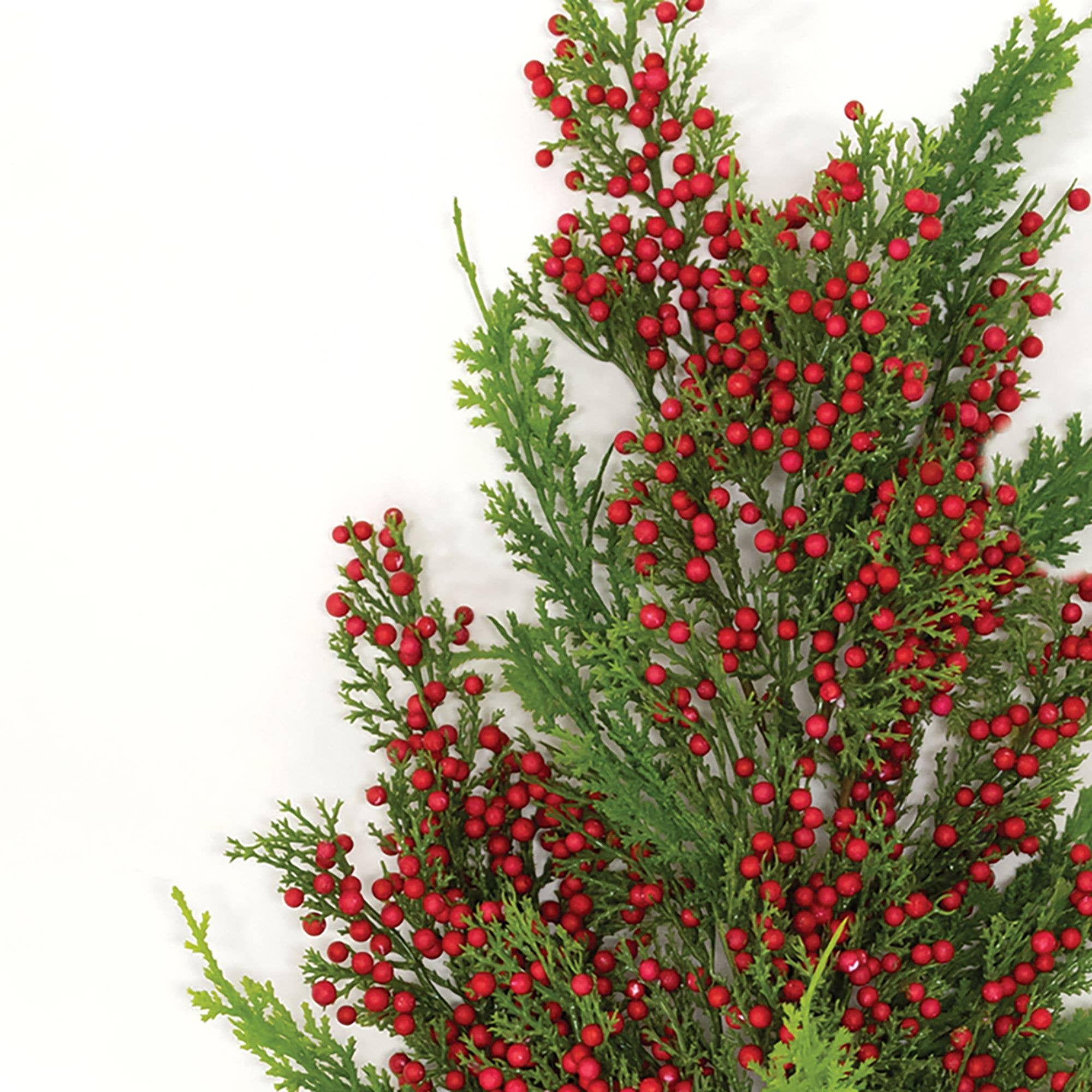 Saybrook Lane - Wholesale Artificial Flowers - Merry Red Berries & Cedar Spray, 30"1
