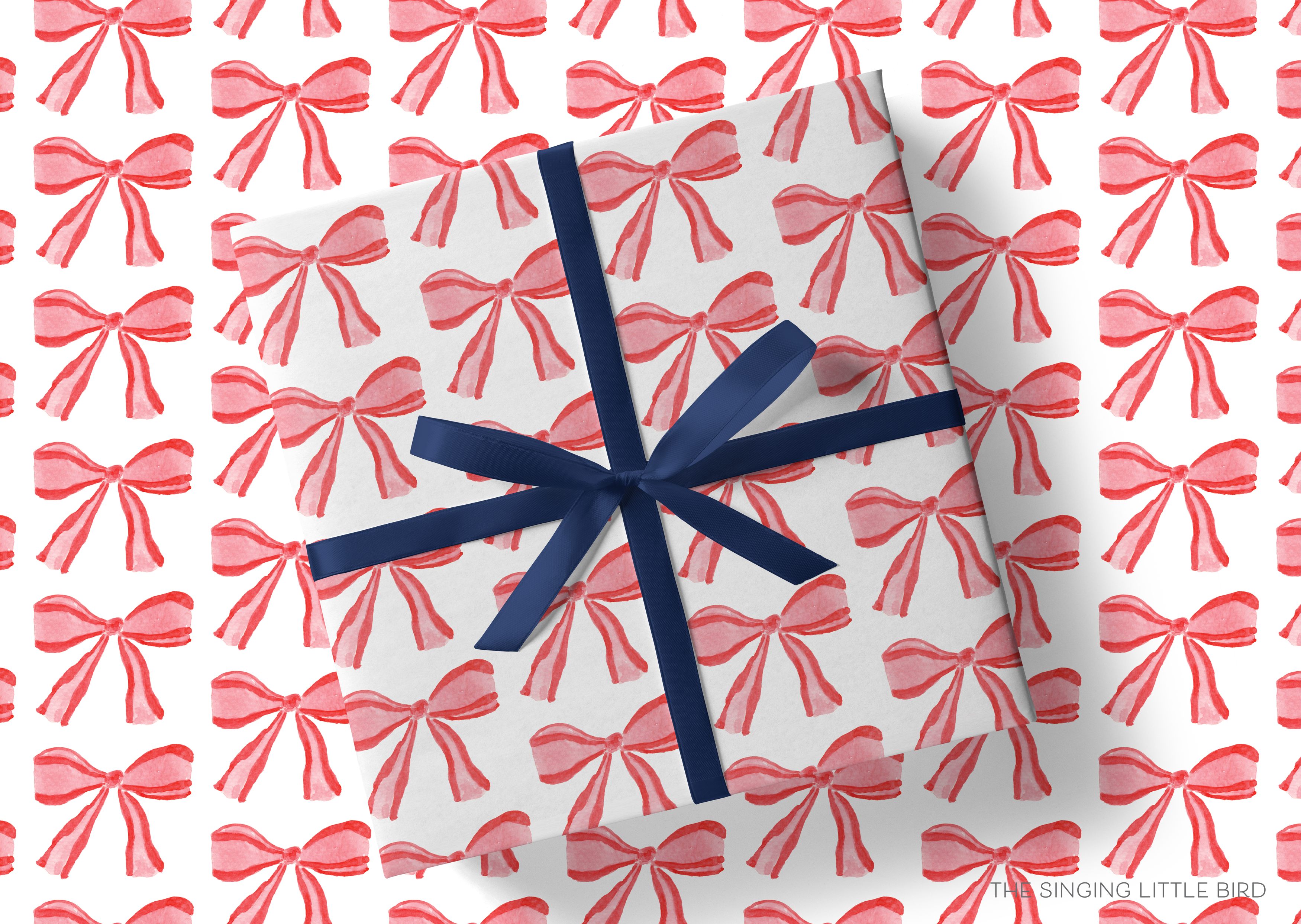Liesel Anne Studios – wholesale Wrapping paper roll – Red Bows Holiday Gift Wrap [Rolls of 3 Sheets]1