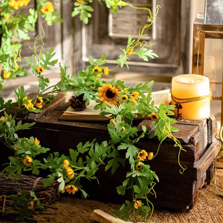 Sunlit Bloom Sunflower Garland 51" Long for wholesale by Rustic Reach