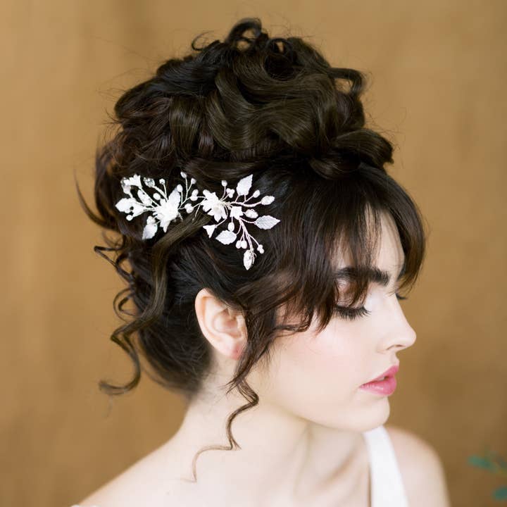 AVA Kristall- & Perlenblumen-Haarnadeln für die Braut für den Großhandel von Blair Nadeau Bridal Adornments