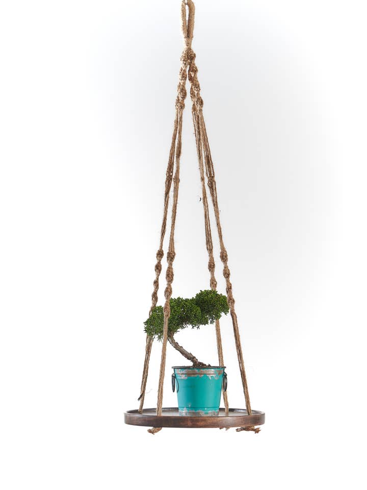 36" Wooden Shelf Hanger - Jute for wholesale by Primitive Planters