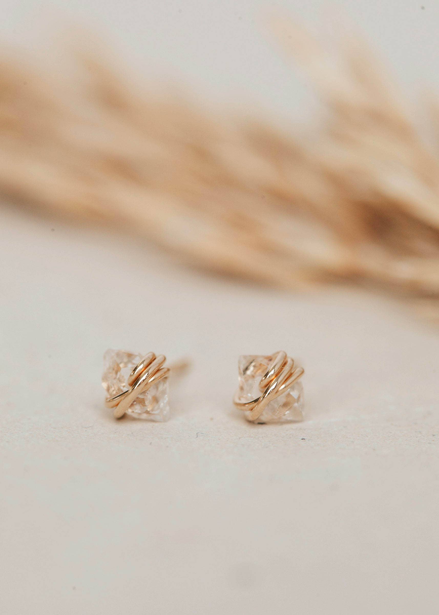 Hello Adorn - Wholesale Stud/Post Earrings - Herkimer Diamond Studs | 14kt Gold Fill + Sterling Silver6