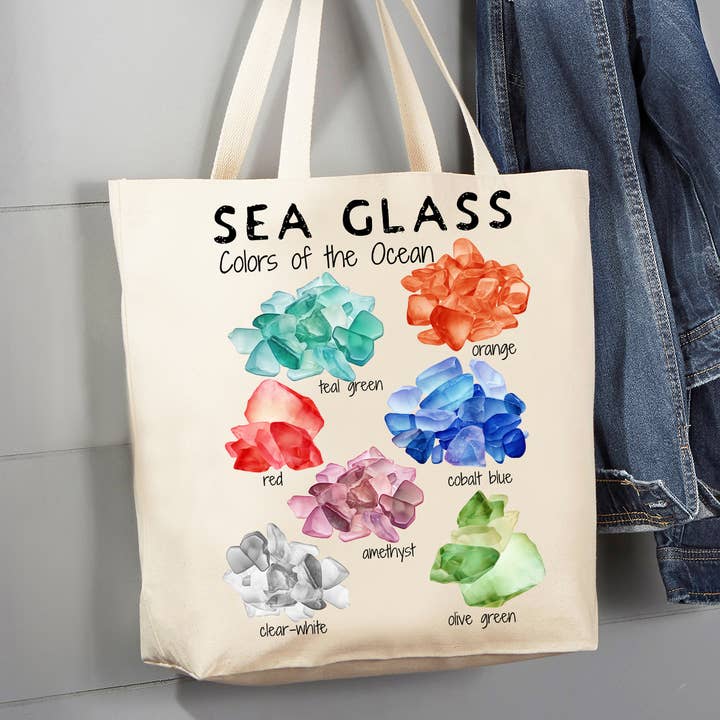Bolsa de lona Coastal Beach Sea Glass Ocean de 12 oz para venta al por mayor de Avery Lane Gifts
