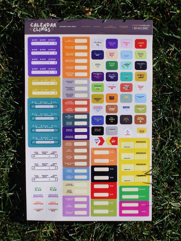 Holidays, Chores, Task Management for wholesale by Calendar Clings
