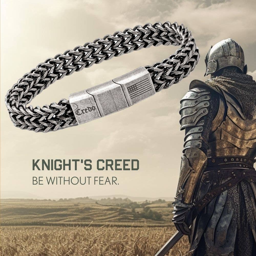 The Hero Company - Vendita all'ingrosso Bracciali a catena e a maglie - Braccialetto The Hero Company- Knight's Creed BELIEVE Credo: aiuta ad abbinare veterani con cani di servizio o da rifugio - Faire7