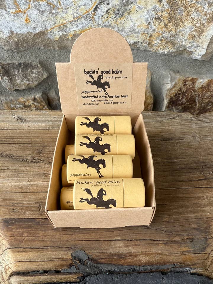 Lip Balm Peppermint (natural, plastic free) for wholesale by buckin’ good products