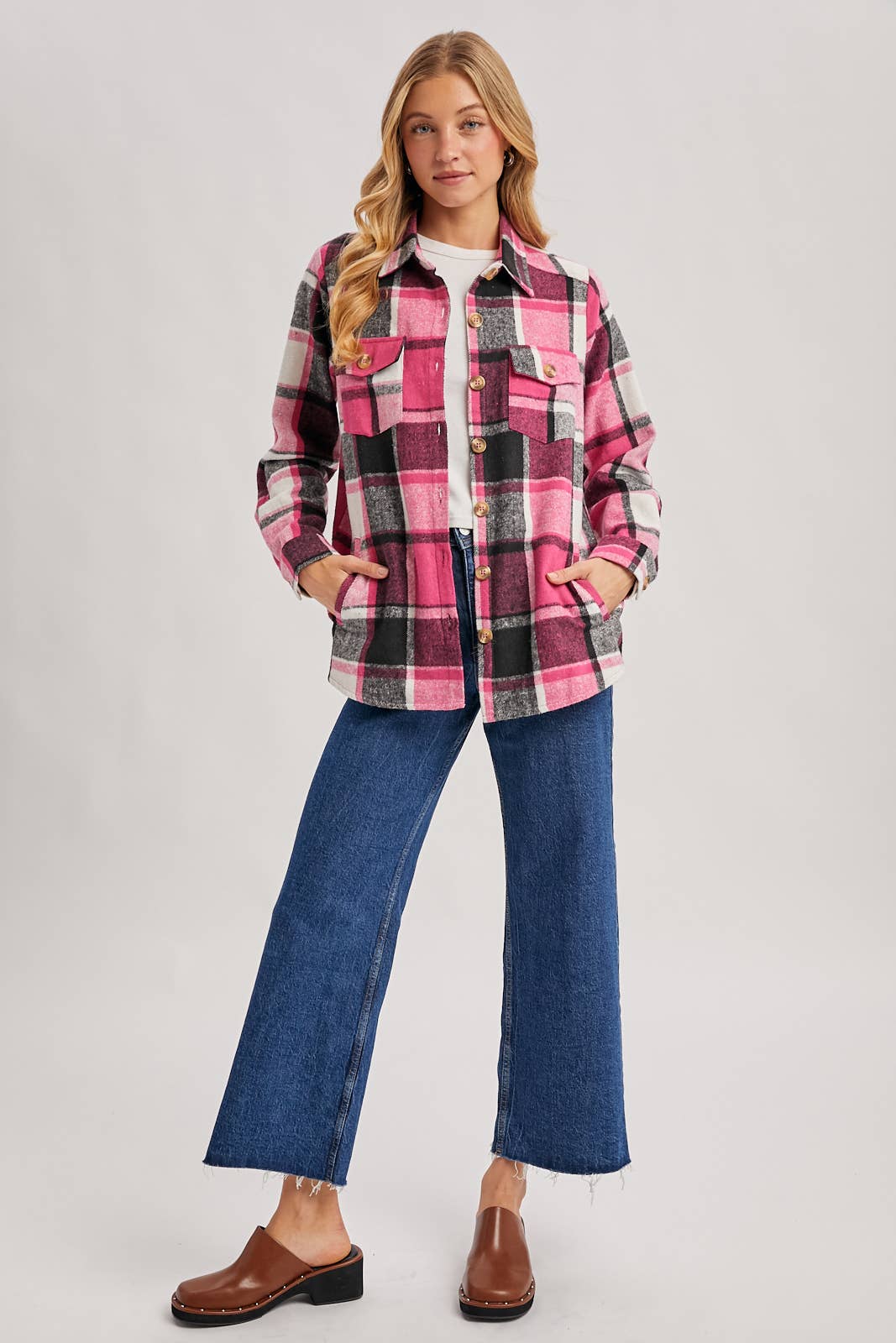 Bluivy - Wholesale Shirt Jacket/Shacket - Women's - FLANNEL PLAID SHACKET WITH POCKETS18