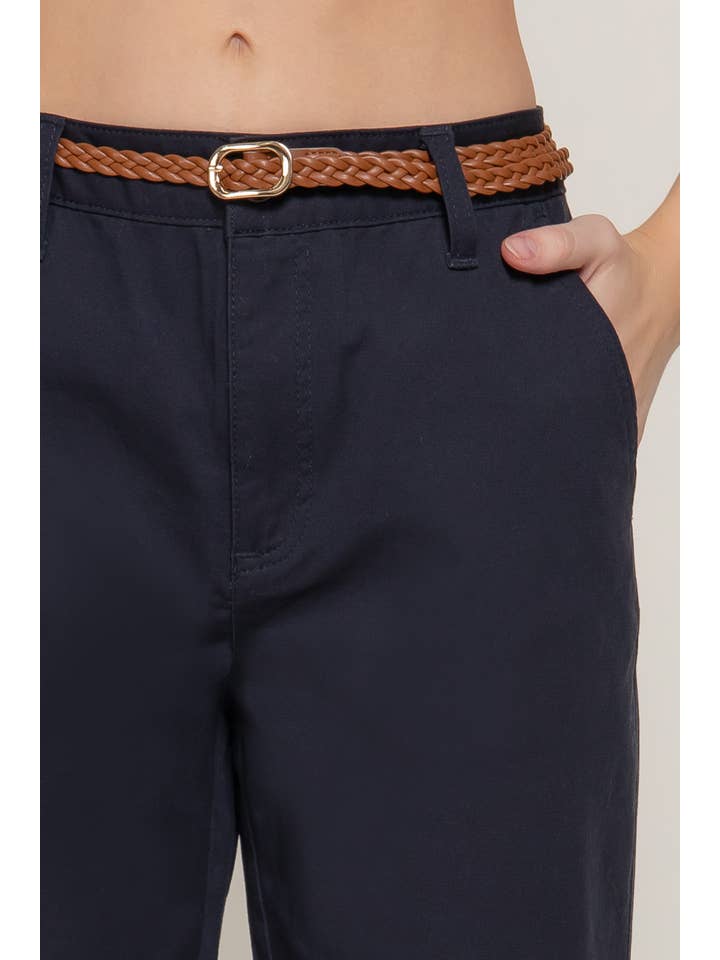 Active Basic | Active USA - Wholesale Pants - Women's - Chino Pants with Braided Belt25