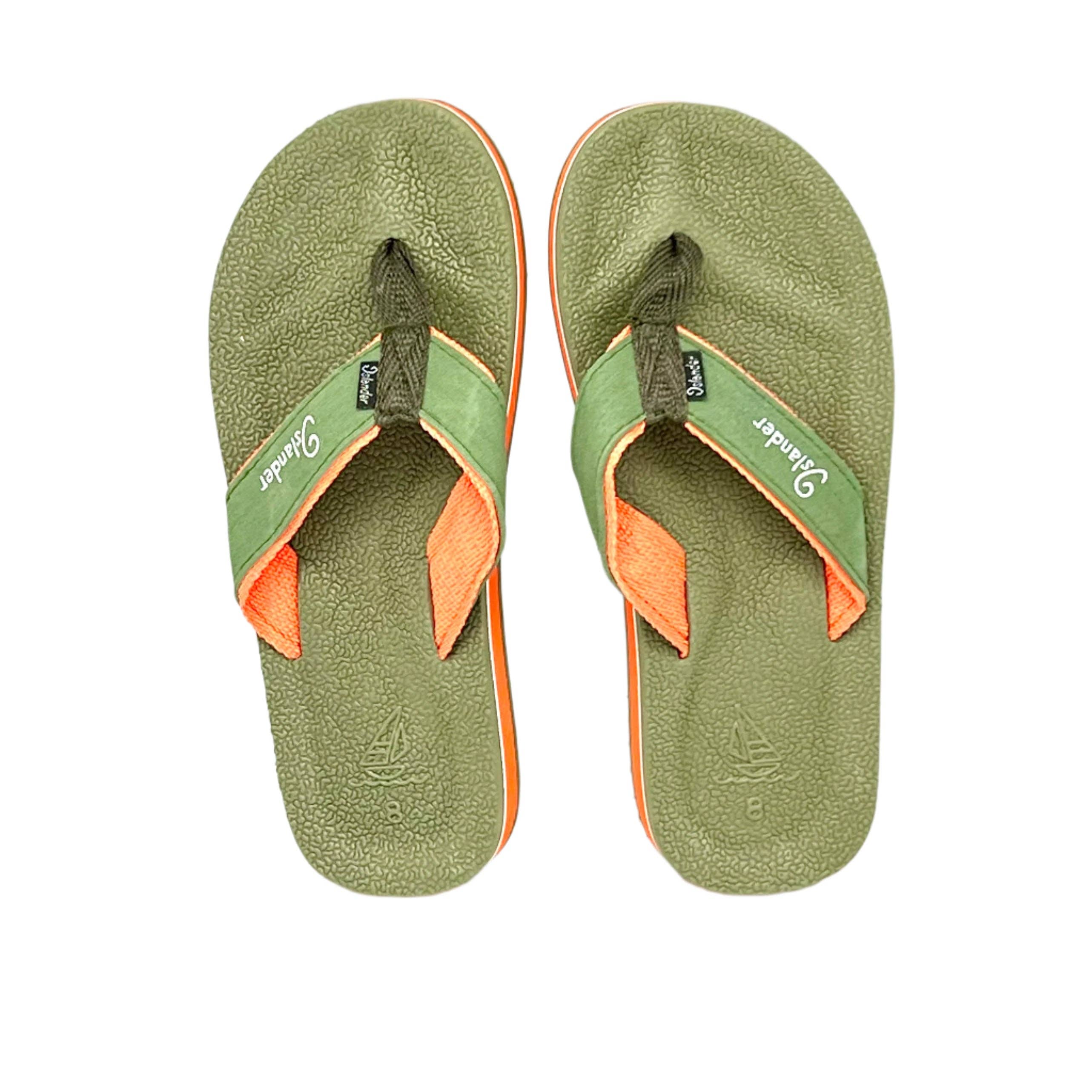 Islander Footwear & Apparel – wholesale Flip flops – Unisex – 2300 Series Sandals (Flip Flops) - Olive Green / Orange1