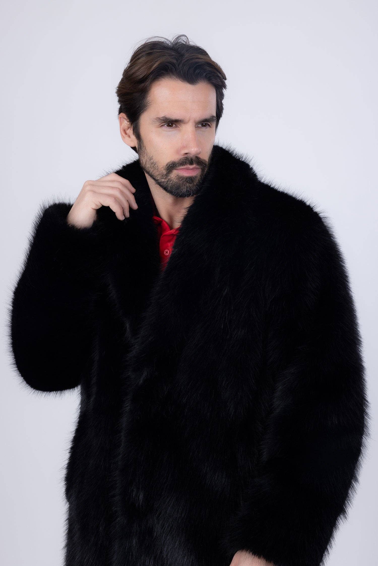BARABAS - Wholesale Coat - Men's - Men's Fur Coat Shawl Lapel Luxury Long Blazer 4BHL043