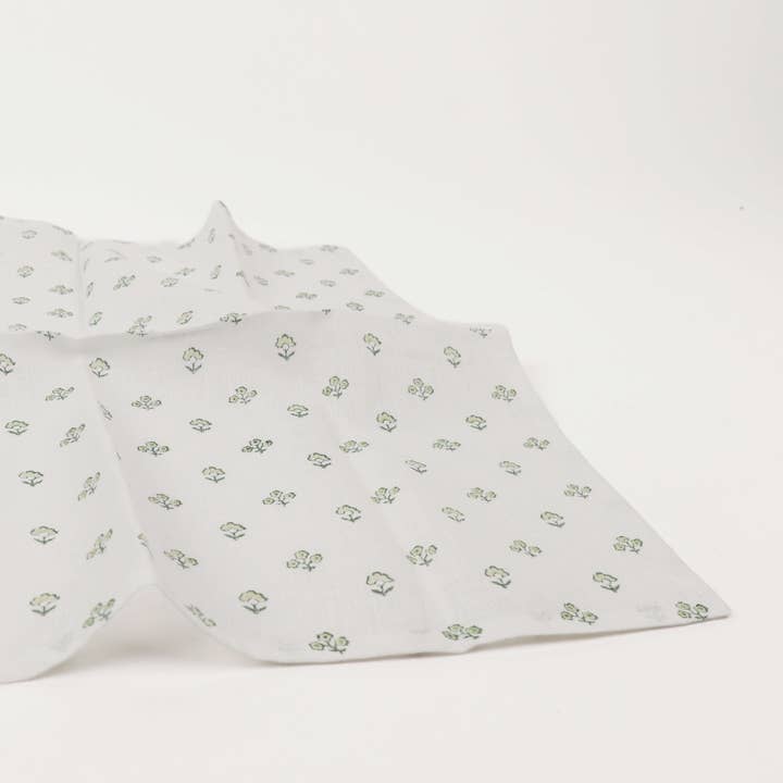 Craft Boat - Wholesale Dinner & Cloth Napkin - BLOCK PRINTED TABLE NAPKINS SPRING BLOOM BUTI GREEN
