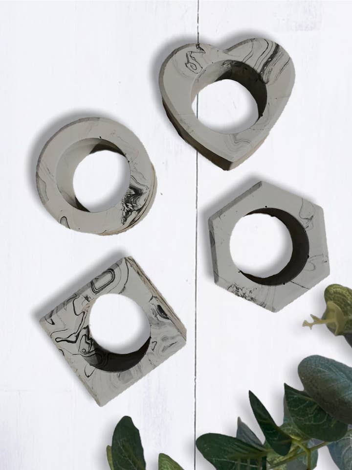 Serviettenring-Set mit Beton-Effekt, Kreis für den Großhandel von EMB Pretty