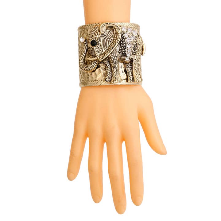 Brazalete elefante grabado oro bruñido para venta al por mayor de PinktownUSA