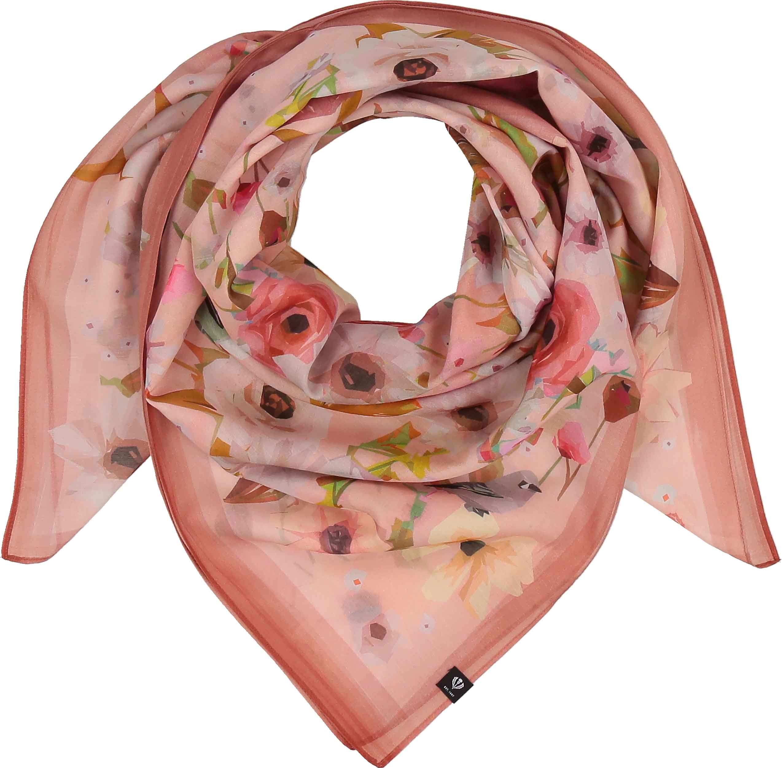 FRAAS - The Scarf Company - Wholesale Scarf - Women's - Floral Birds Cotton Silk Square0