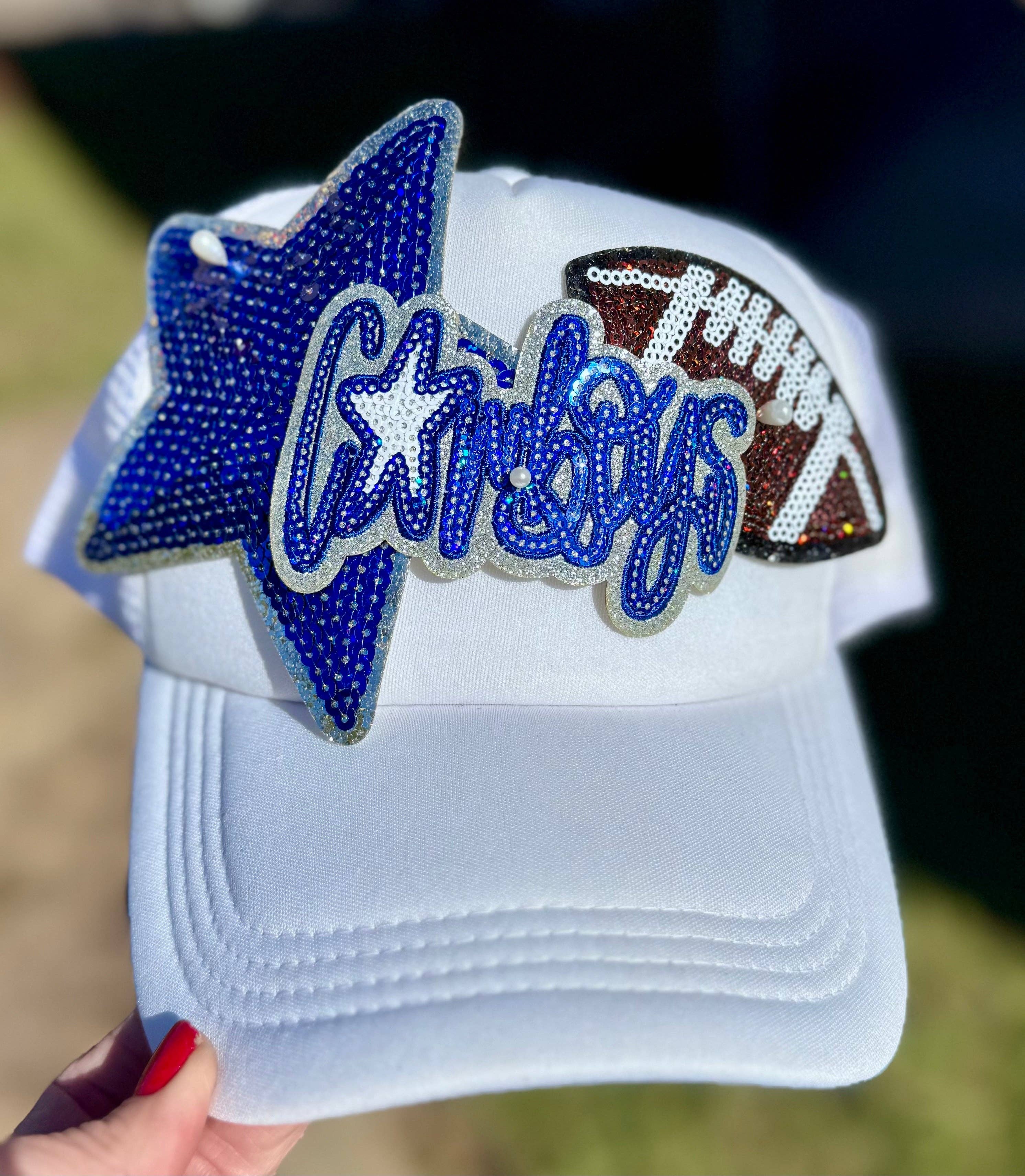 sequinandstiches – Engroshandel Patch – Cowboys Pailletmærke: Skolens Maskotmærke, Kongeblå og Hvid, Stryg På, 4 tommer