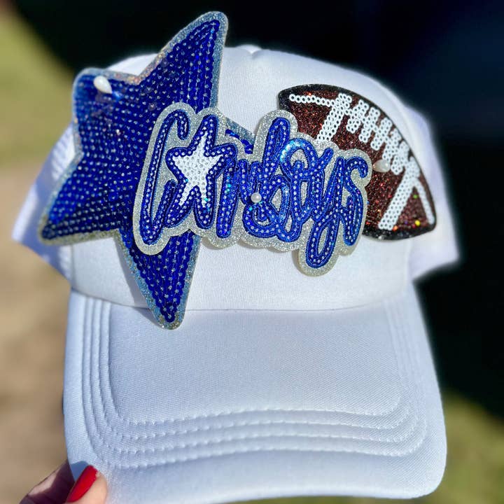 sequinandstiches – Engroshandel Patch – Cowboys Pailletmærke: Skolens Maskotmærke, Kongeblå og Hvid, Stryg På, 4 tommer0