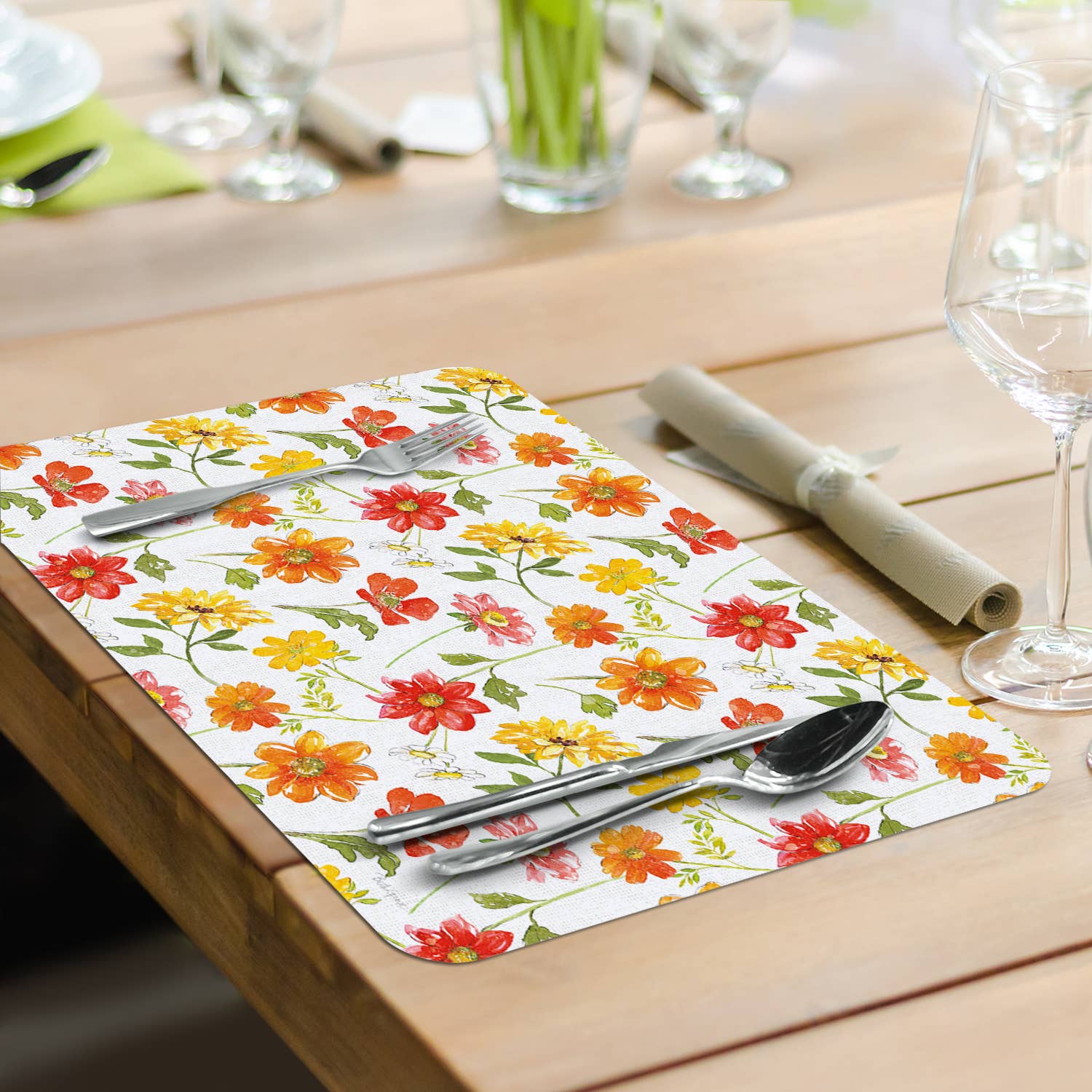 CounterArt/Highland Home/Thirstystone – Individuais por atacado – Farmhouse Floral Retangular Plástico Re6