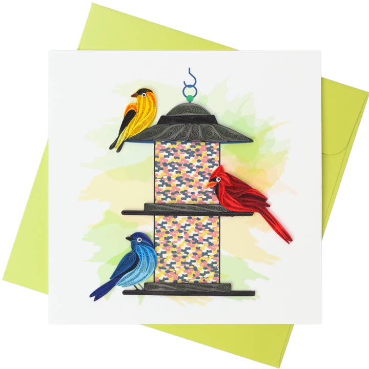 Bird Feeder Quilling Card for wholesale by Blue Bird Cards