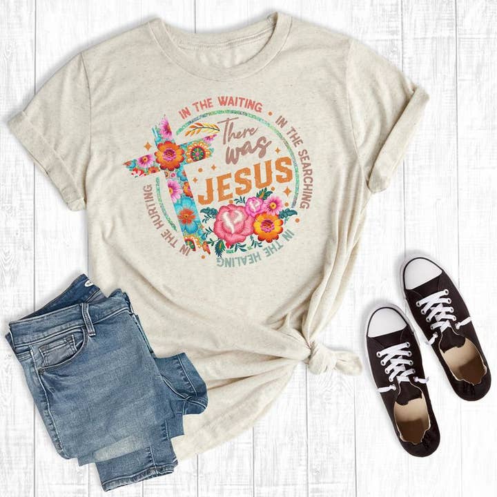 Christian There Was Jesus Cream Graphic Tee for wholesale by Rebel Rose