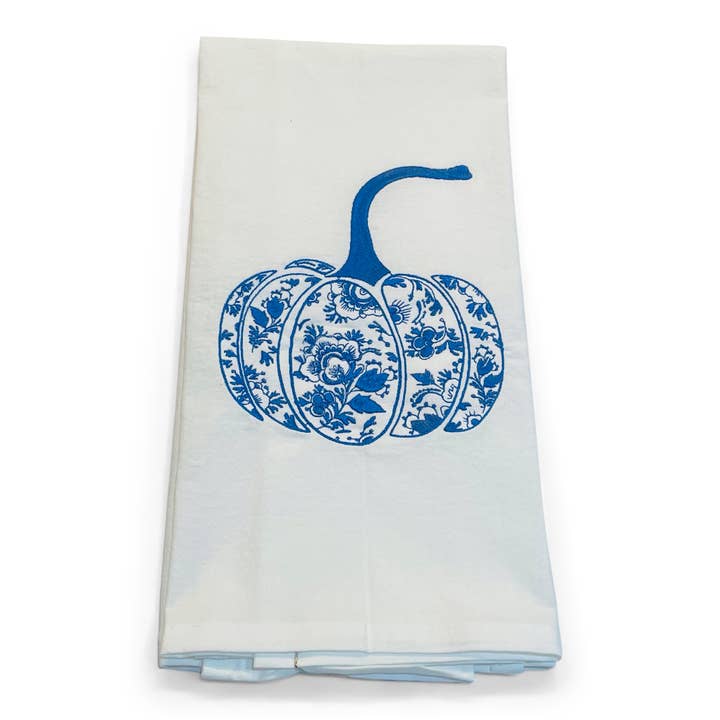 Towel - Large Chinoiserie Pumpkin Blue-and-White for wholesale by Vibrantly Blue
