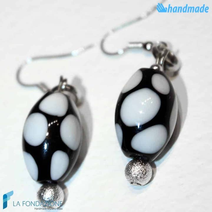 Olivier dots oorbellen van Murano glas voor wholesale door La Fondazione - Handmade Murano Glass