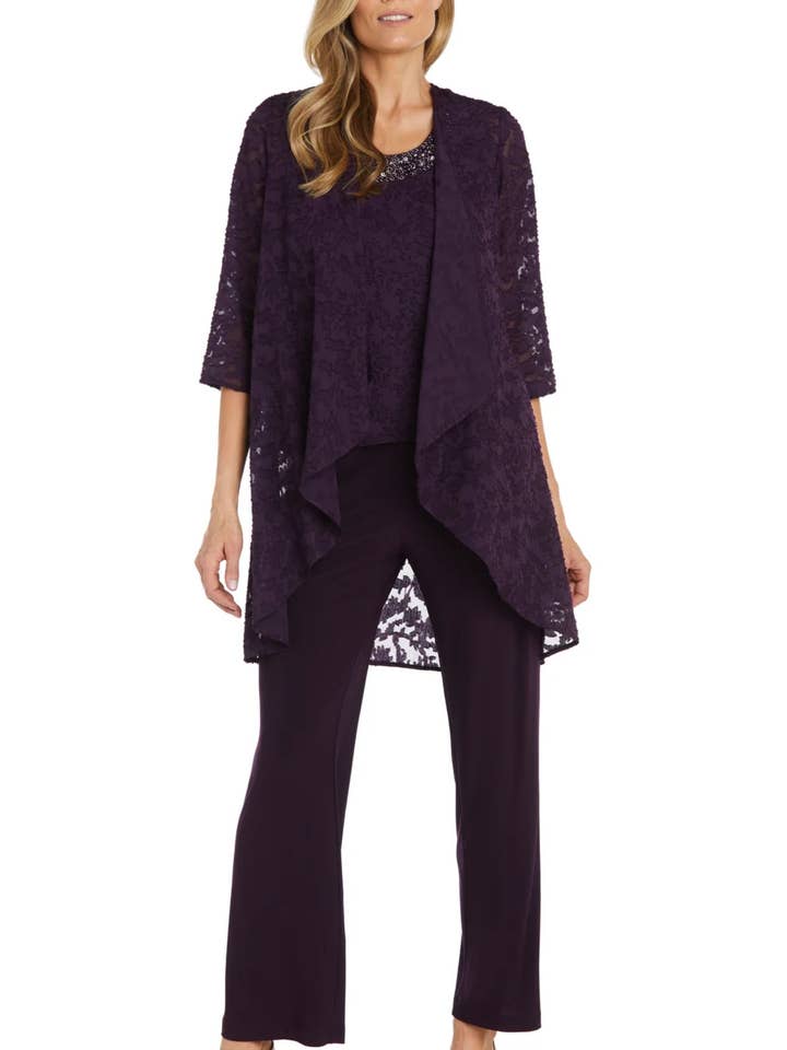 RM Richards Beaded Burnout Chiffon 3-Piece Set for wholesale by New Yorker's Apparel