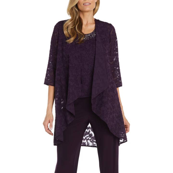 RM Richards Beaded Burnout Chiffon 3-Piece Set for wholesale by New Yorker's Apparel