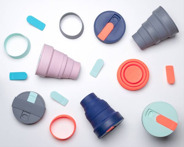 Lund Design House - Vente Gourde/bouteille isotherme - Gobelet de voyage pliable 350 ml - Indigo8