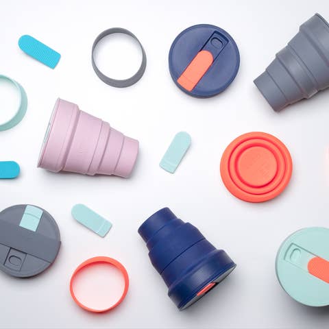 Lund Design House - Vente Gourde/bouteille isotherme - Gobelet de voyage pliable 350 ml - Indigo8