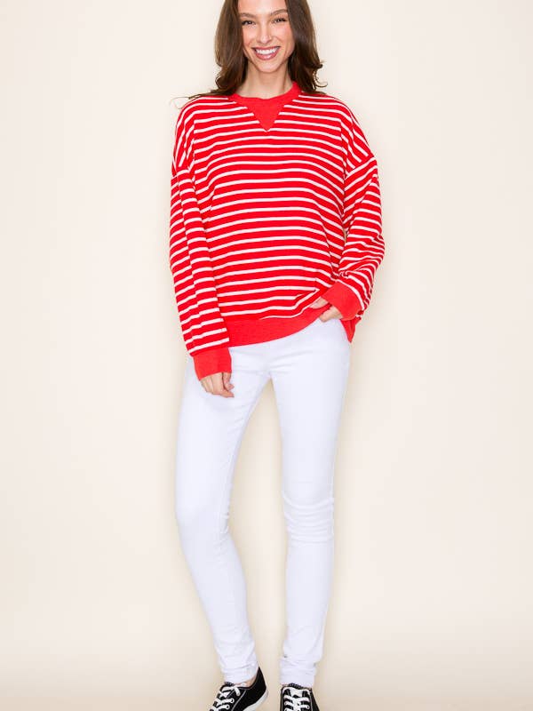 Tres Bien, Inc - Wholesale Sweatshirt - Women's - ROUND NECK CLOUDY KNIT STRIPE SWEATSHIRT13