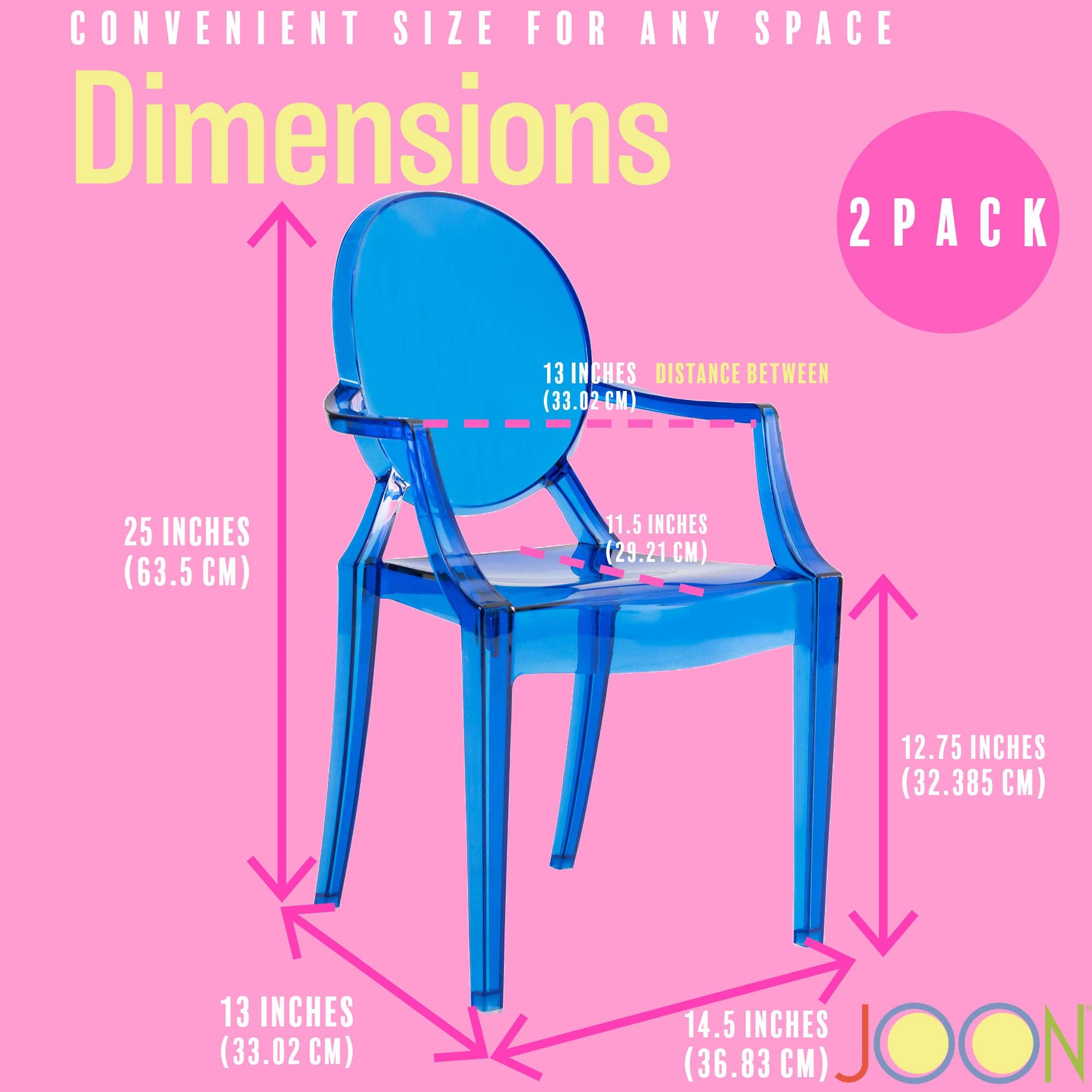 ShopBobbys - Wholesale Chair - Kids - JOON 2 Pack Kids Ghost Chairs with Armrest, 25x13x14.5 Inches, Transparent1