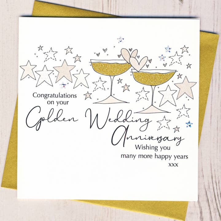 Golden Wedding Anniversary Card for wholesale by Eggbert & Daisy