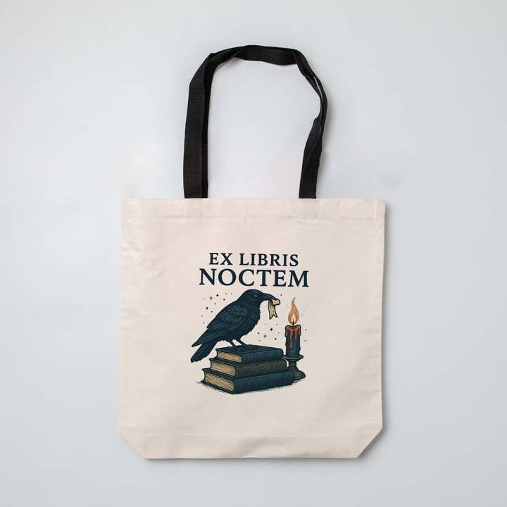 "Ex Libris Noctem" Halloween Themed Book Bag for wholesale by The Obstinate Octopus