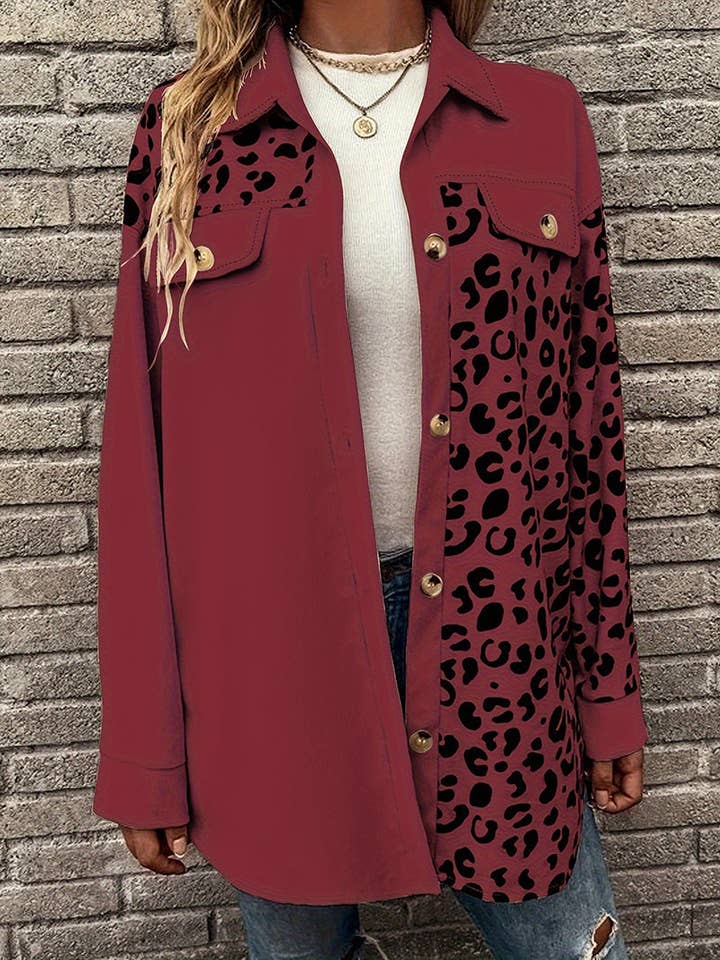 Jiawaknitart - Wholesale Coat - Women's - Leopard Print Patchwork Coat