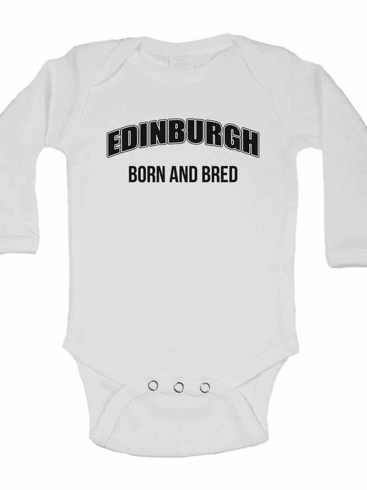 Edinburgh Born and Bred - Babyhemdjes met lange mouwen voor jongens en meisjes voor wholesale door Little Ratbag
