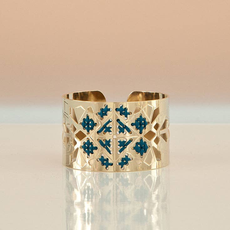 CAMILLE ENRICO - Wholesale Cuff Bracelet - ADRAR gold and colored cotton adjustable cuff1