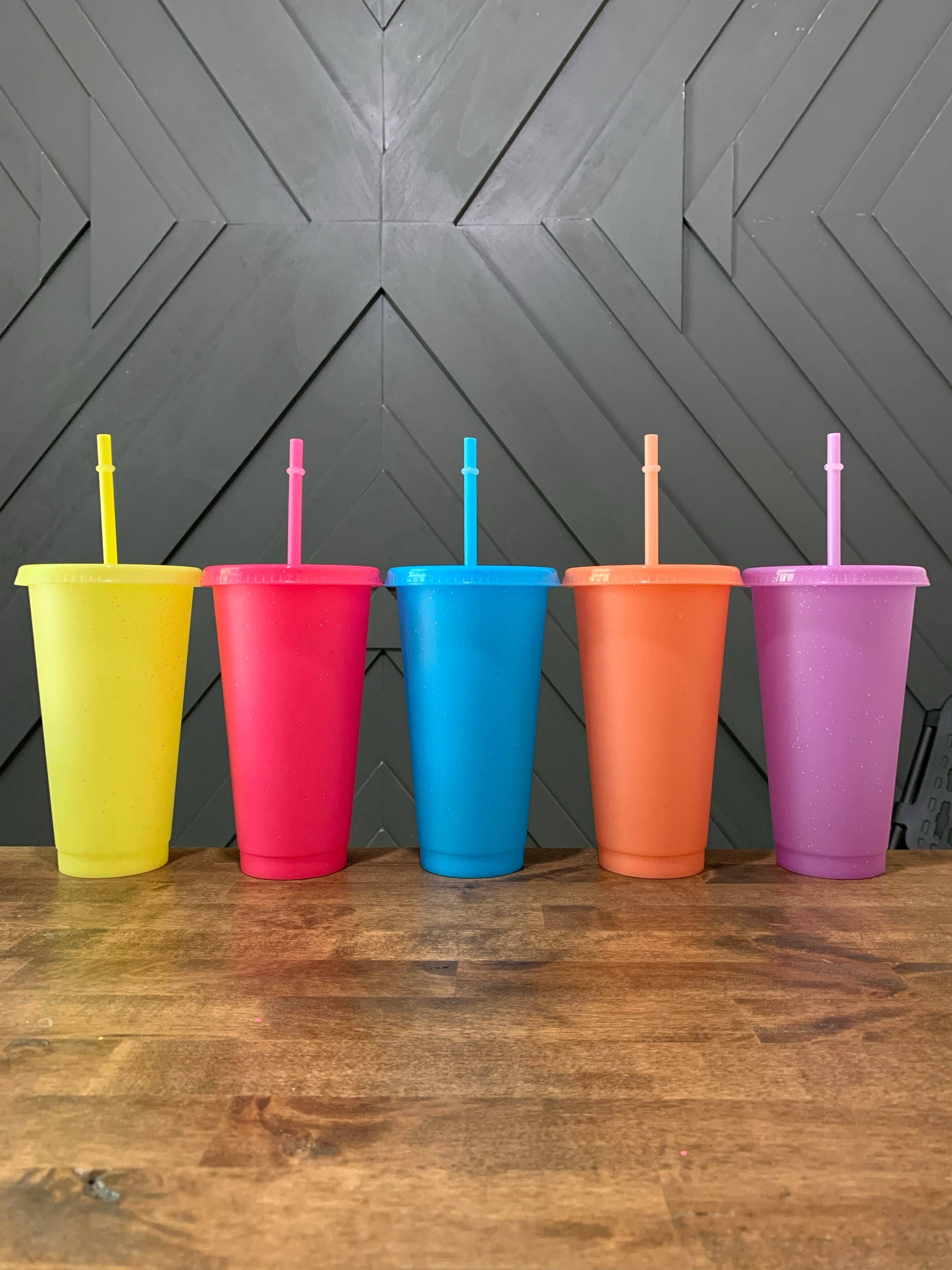 Tumblers With Lids And Straws - 1 Packs 24oz Color Changing Cups With Lids  And Straws - Thick Plastic Cups With Lids And Straws For Coffee Cups,  Smoothie Cups, Kids Cups, Reusable