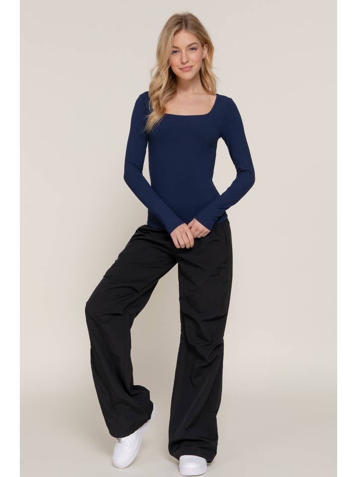 Active Basic | Active USA - Wholesale Knit Top - Women's - Long Sleeve Square Neck Double Layer Ribbed Knit Top8