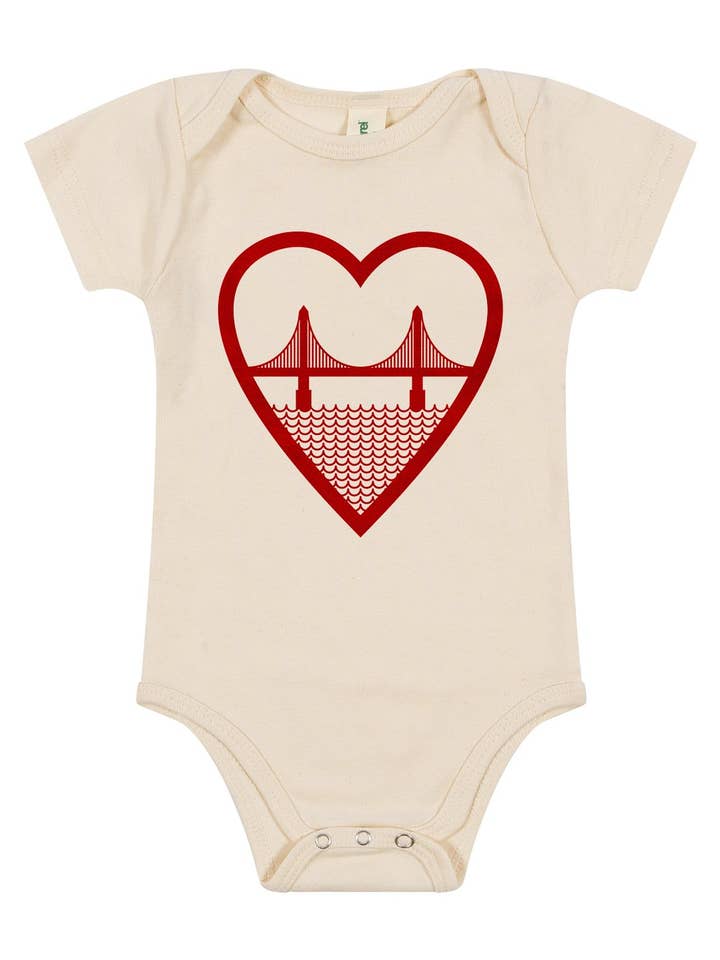 I Heart SF Baby Onesie Natural for wholesale by Culk